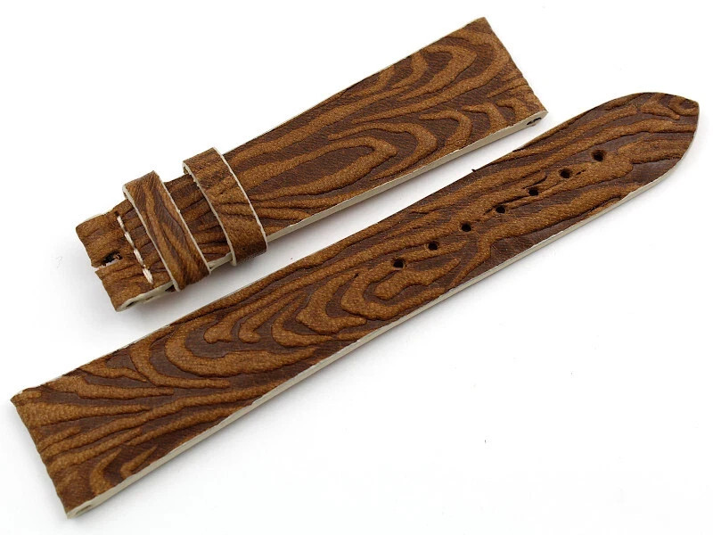 Genuine Leather Strap Brown Wood Effect Handle 20mm Spare Parts Made Italy New