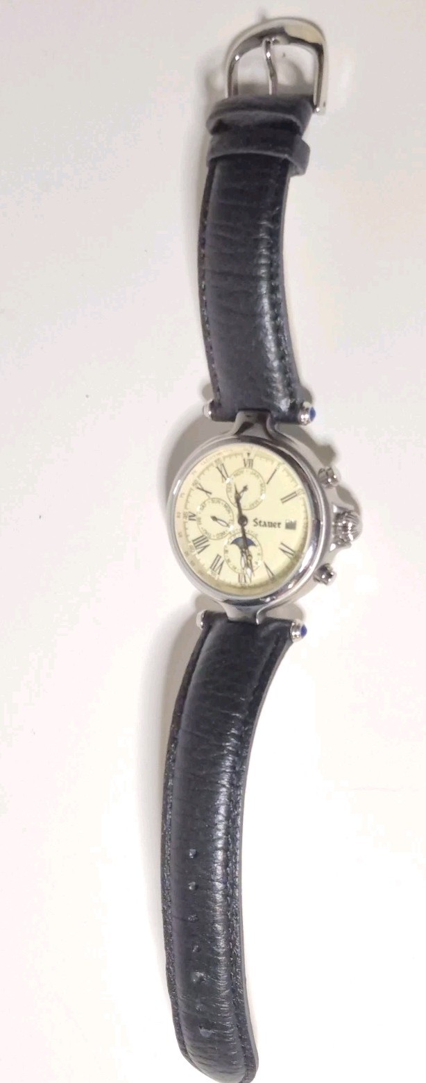 Men’s Stauer Automatic Day/Date/12 – 24 Hour/Day/Night Indicator Gold Tone Watch