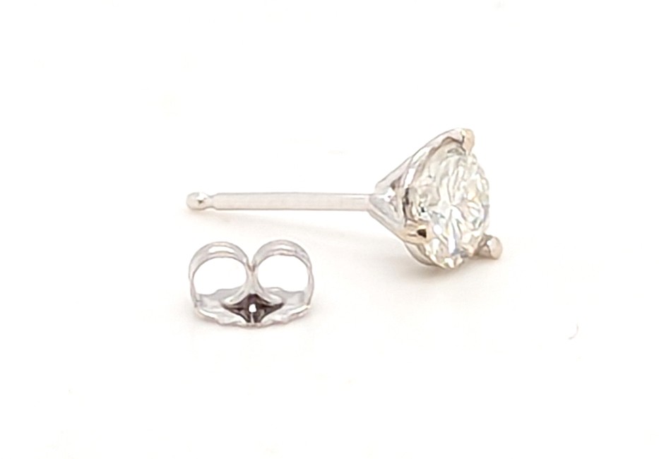 Diamond Single Stud Earring Mined .50ct E-F SI1 14K White Gold 3 Prong