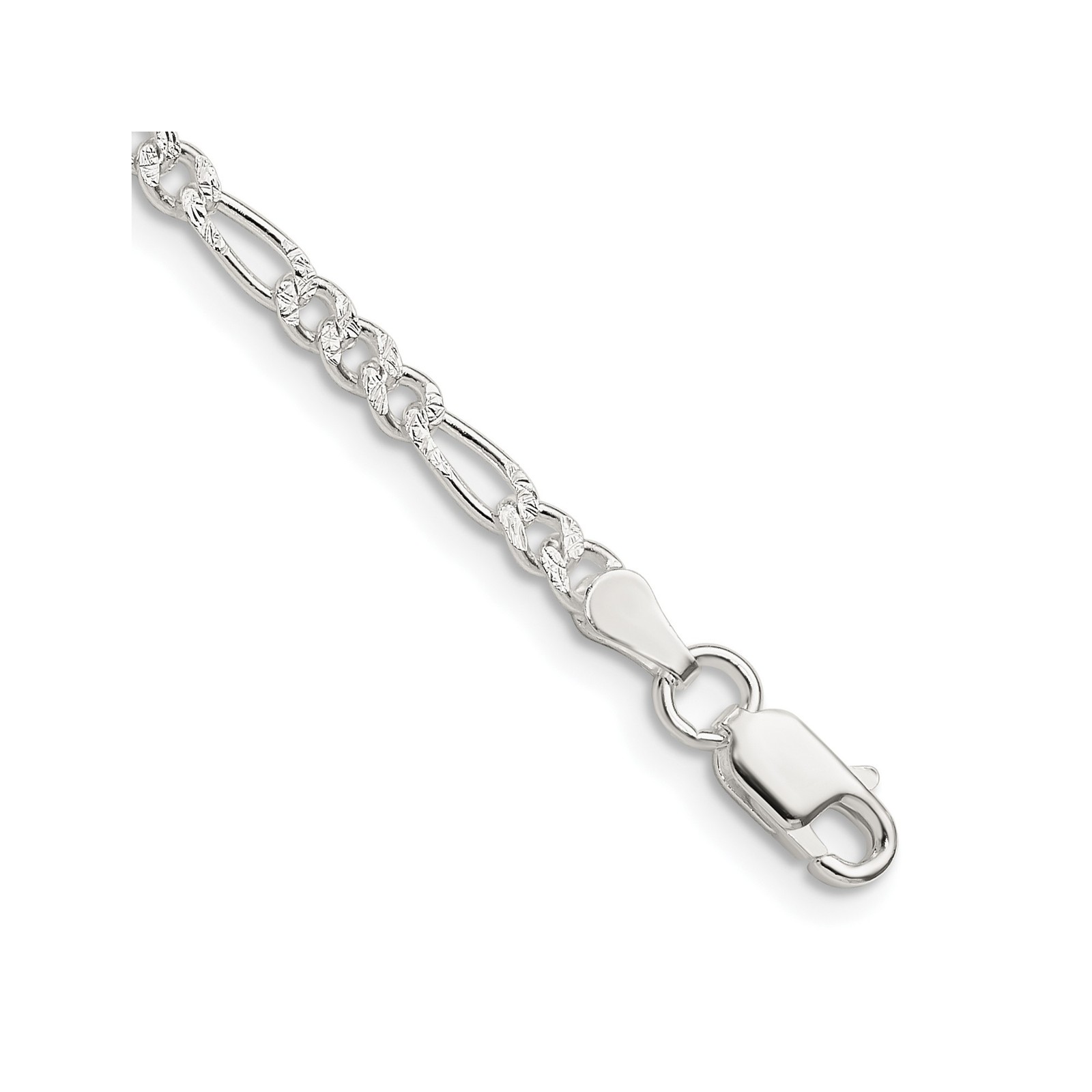 925 Sterling Silver 3-10.5mm Figaro Chain Necklace 7-30 Inch Mens Womens