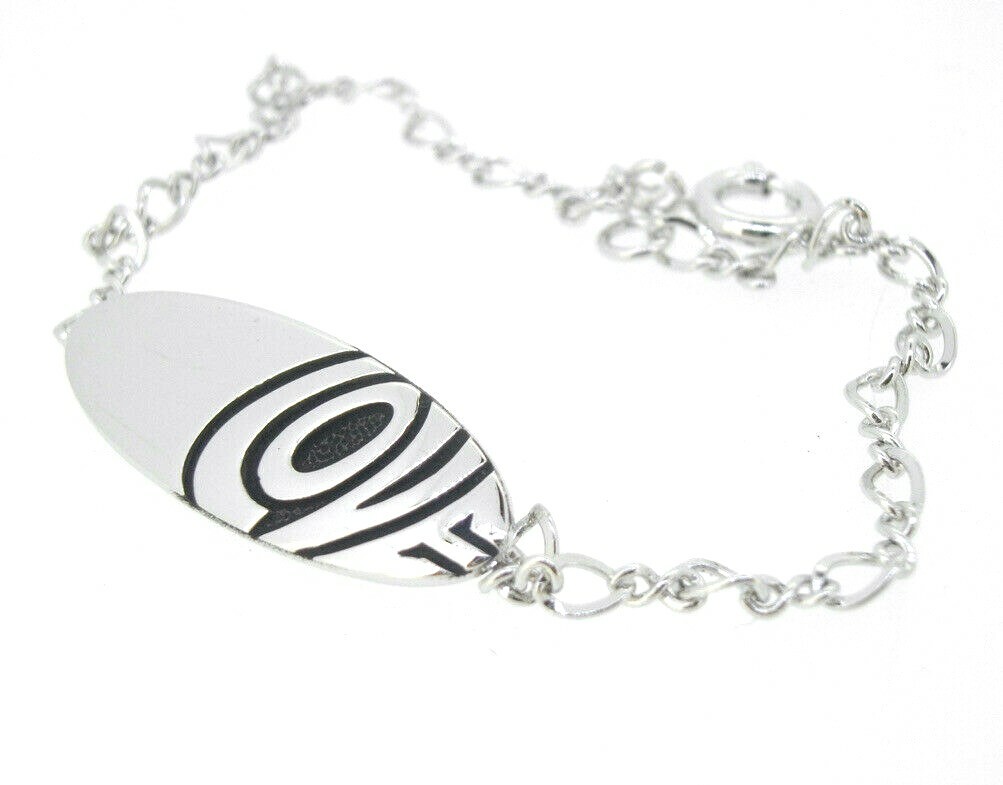 Bracelet Anson Sterling Silver LOVE ID Identification Oval Plaque Link 6.5″