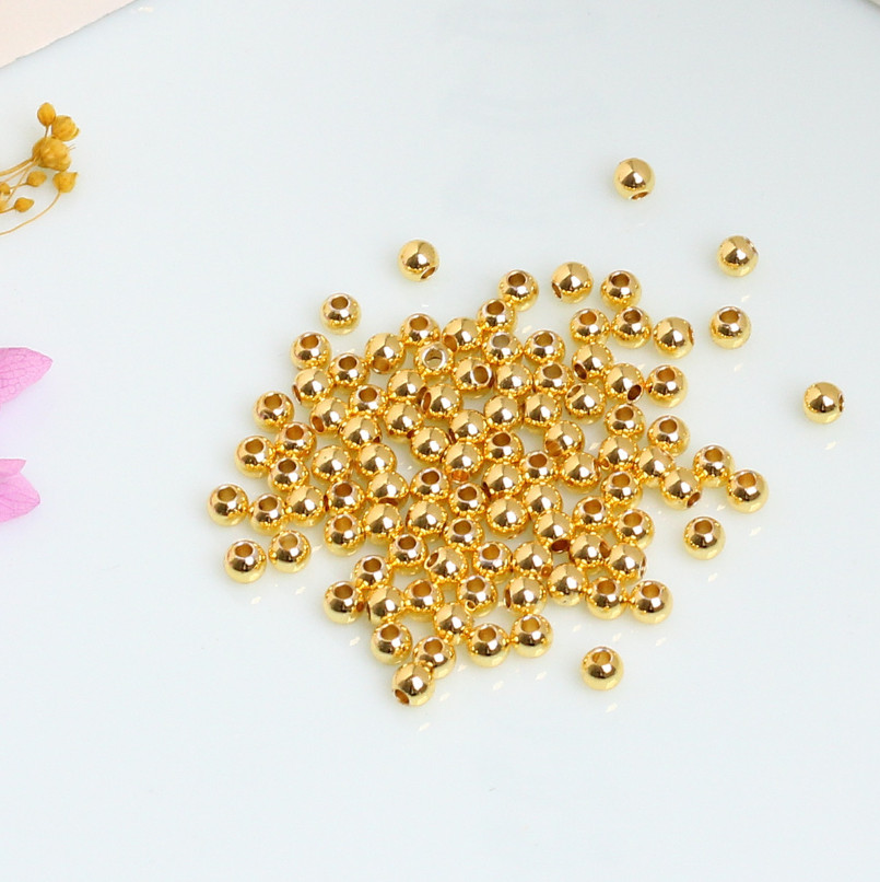 DIY Silver Gold Filled Polish Ball Spacer Loose Beads Jewelry Making 10Pcs PE32