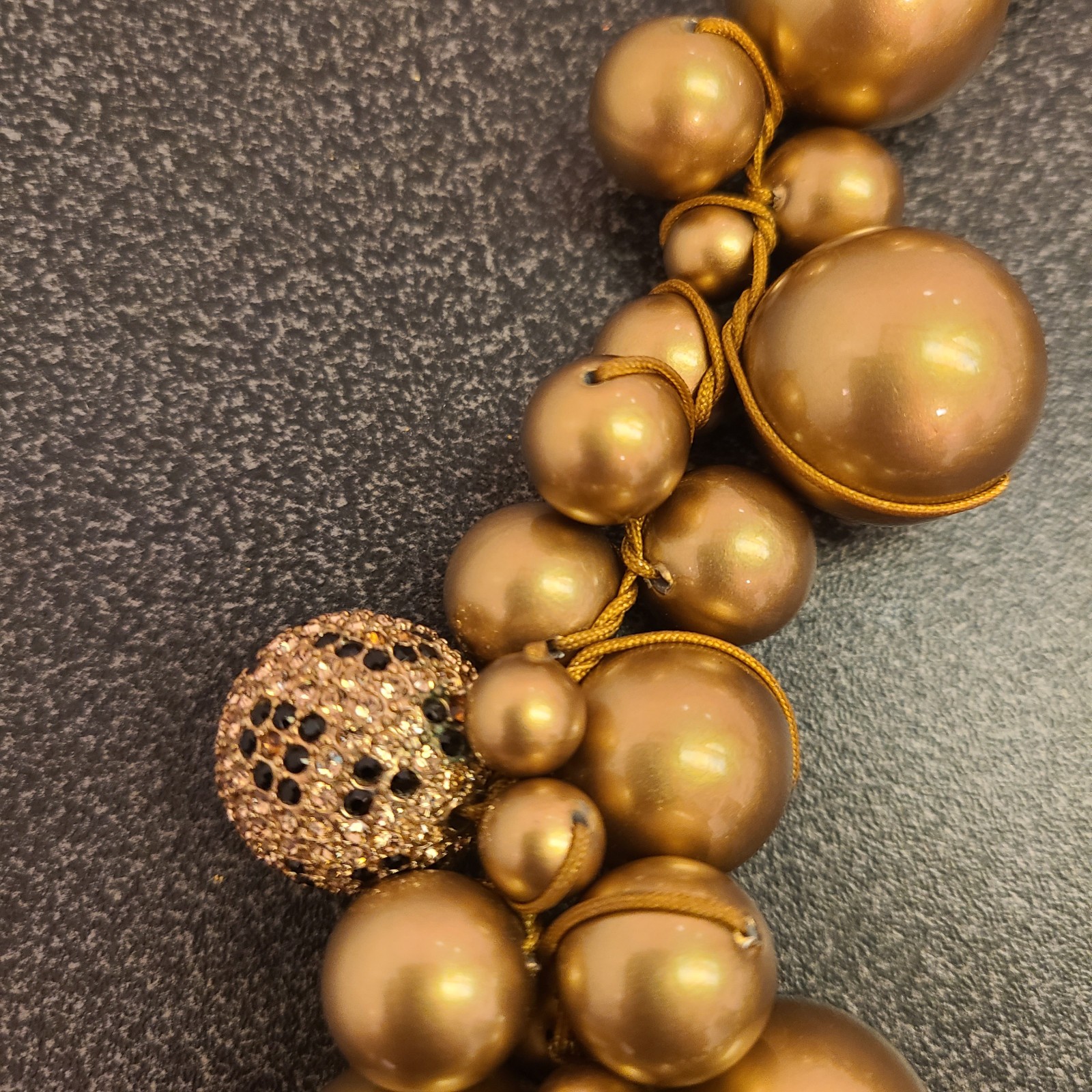 ABS Allen Schwartz Chunky Choker Necklace Giant Gold pearl Statement pc Art Deco