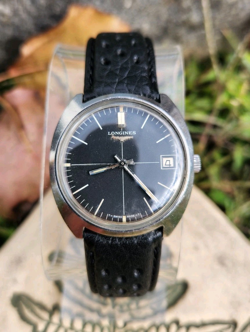 Vtg Longines 1969 Sector 8264 Men’s 34mm Watch 285 Mechanical Black Dial NICE!!!
