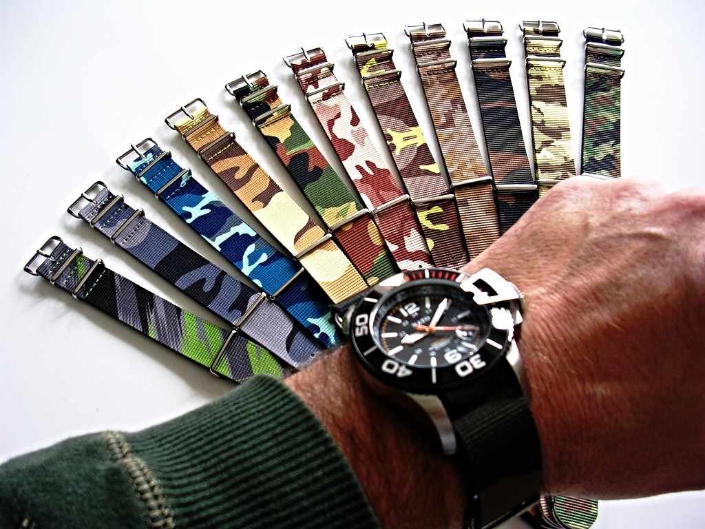 NATO G10 ® Ballistic CAMO nylon watch band Military strap RAF stitched IW SUISSE