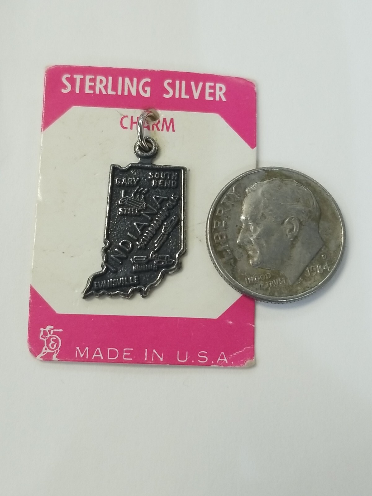 Vintage Sterling Silver State Map Charm, SELECT From 16 different States NOS