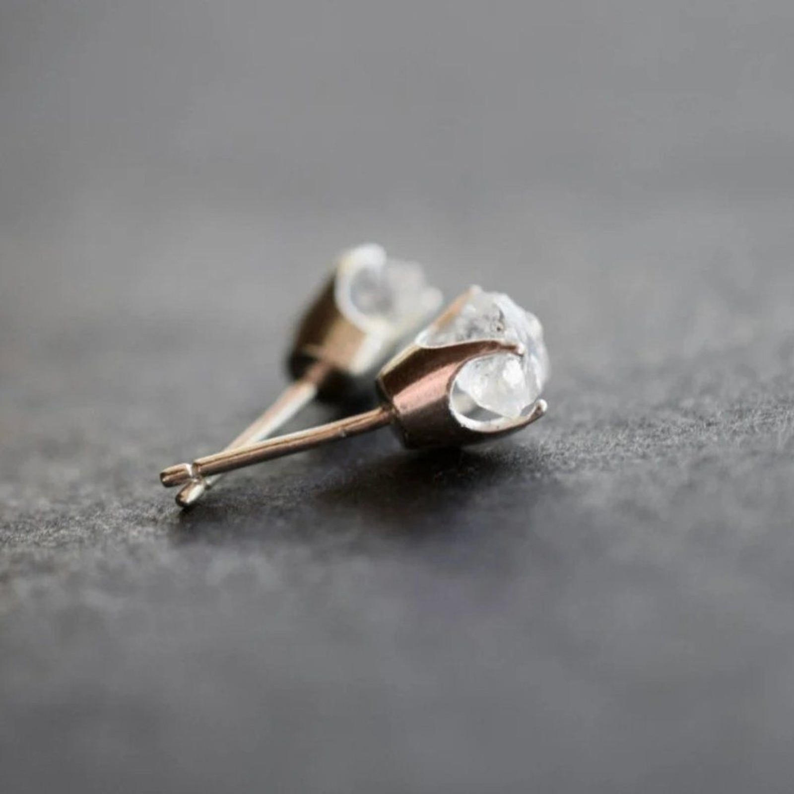 Raw Lake County Diamond Earrings, Rough Crystal Studs Dainty Minimalist …