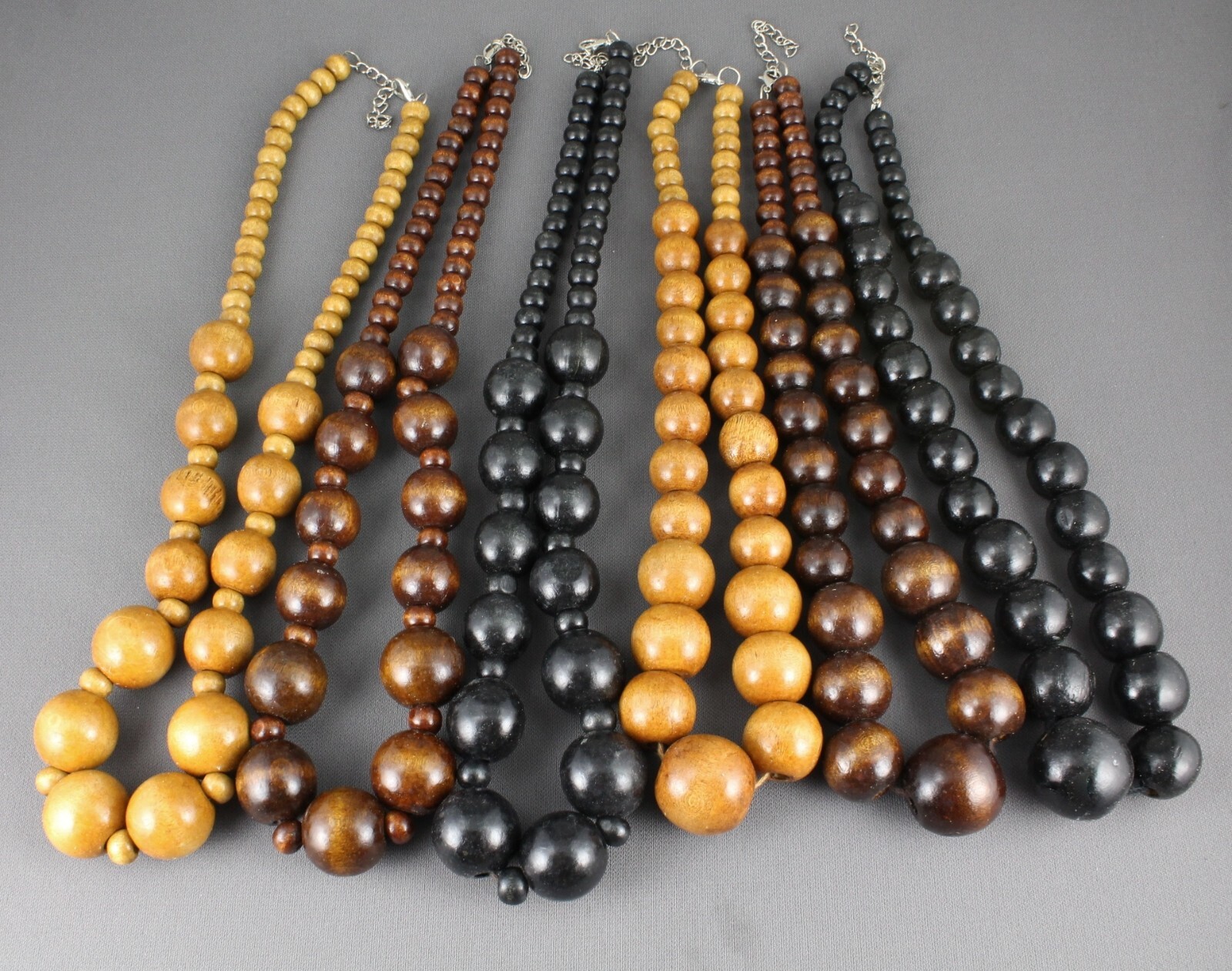 Dark Brown wood necklace bead big chunky beaded 18-19.5″ long necklace wooden