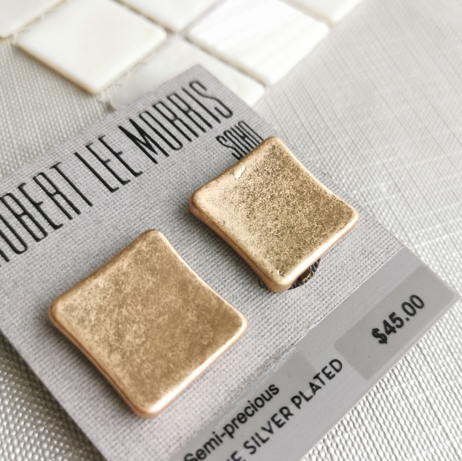 Robert Lee Morris Gold Square Earrings Elegant Modern Chic Jewelry Authentic