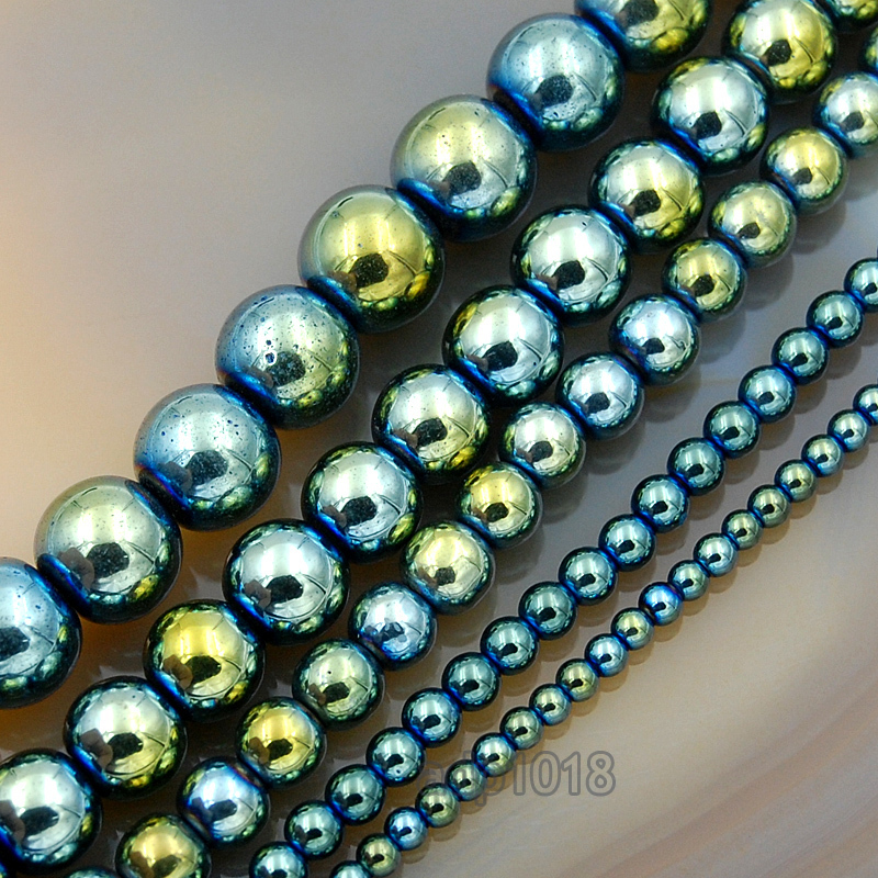Natural Hematite Gemstone Round Beads 16″ Metallic Color 3mm 4mm 6mm 8mm 10mm