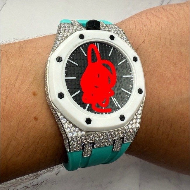 ICED OUT VVS1 Royal Pop conversion kit, 925 SS Bezel, stainless steel clasp