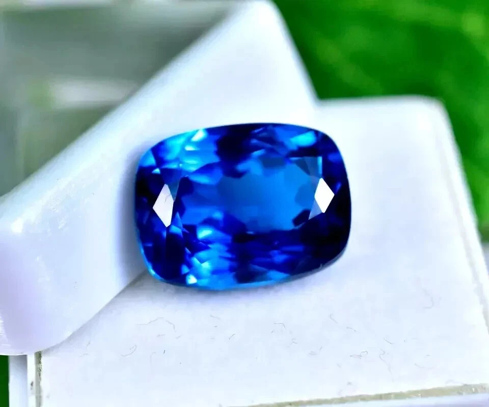 Certified 10 Ct+ Natural Blue Sapphire Cushion Cut Sri Lanka Origin