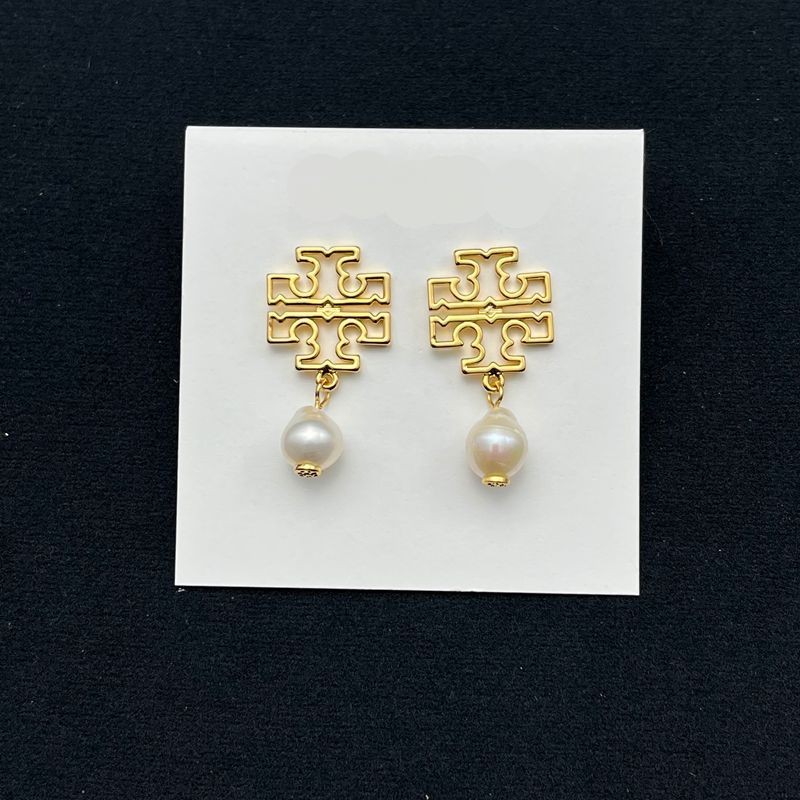 TORY BURCH Gold & White Pearl Drop Earrings | Classic Elegant