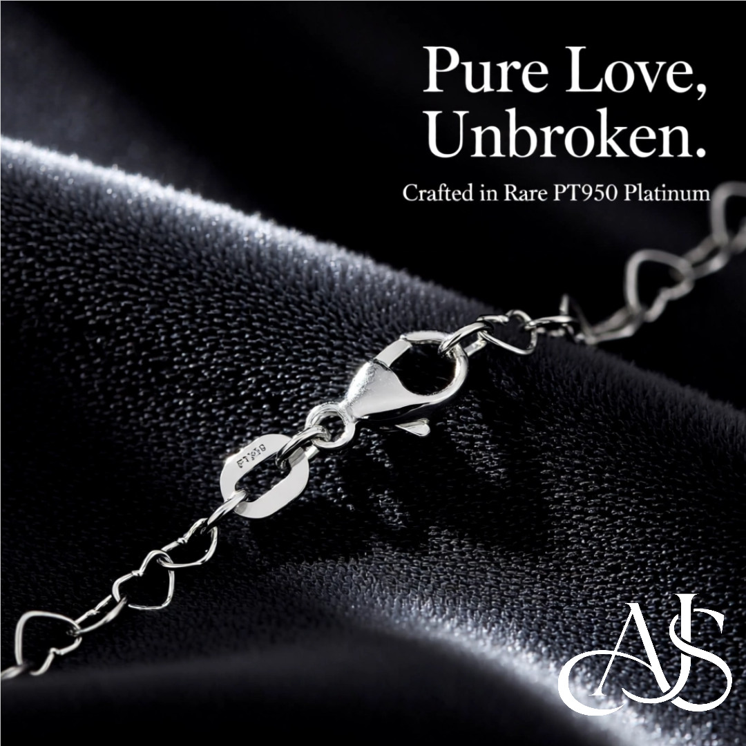950 Platinum Heart Cable Links Chain Necklace 2.9mm