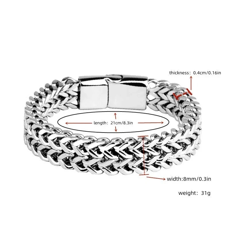 Stainless Steel Fish Scale Bracelet Double Row Braided Magnetic Clasp