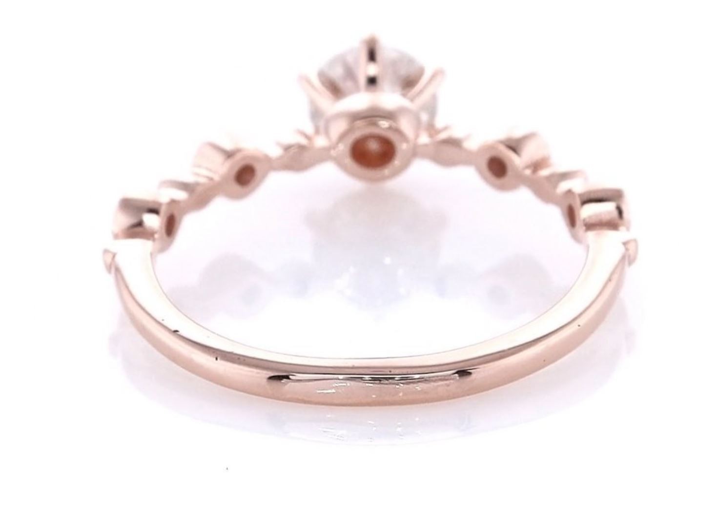 IGI Certified 0.74ct Natural Round Brilliant Cut Diamond Ring in 14K Rose Gold