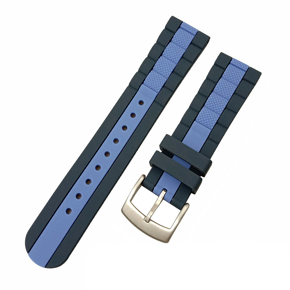 New Men’s Silicone Rubber Waterproof Watch Strap Band With Brushed Buckle 22mm