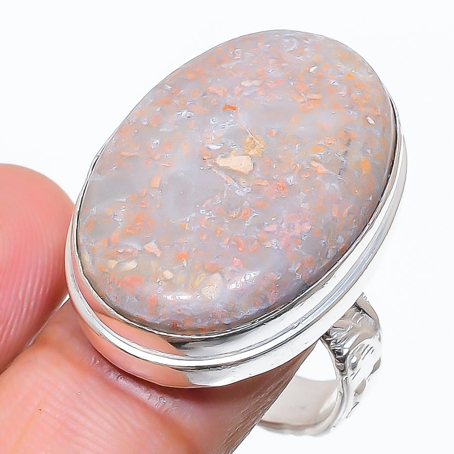 Crystal Titanium Gemstone Handmade 925 Sterling Silver Jewelry Ring Size 9 U659