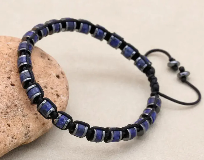 Handmade Braided Real Lapis Lazuli Healing Powerful Stone Bracelet for Women Men