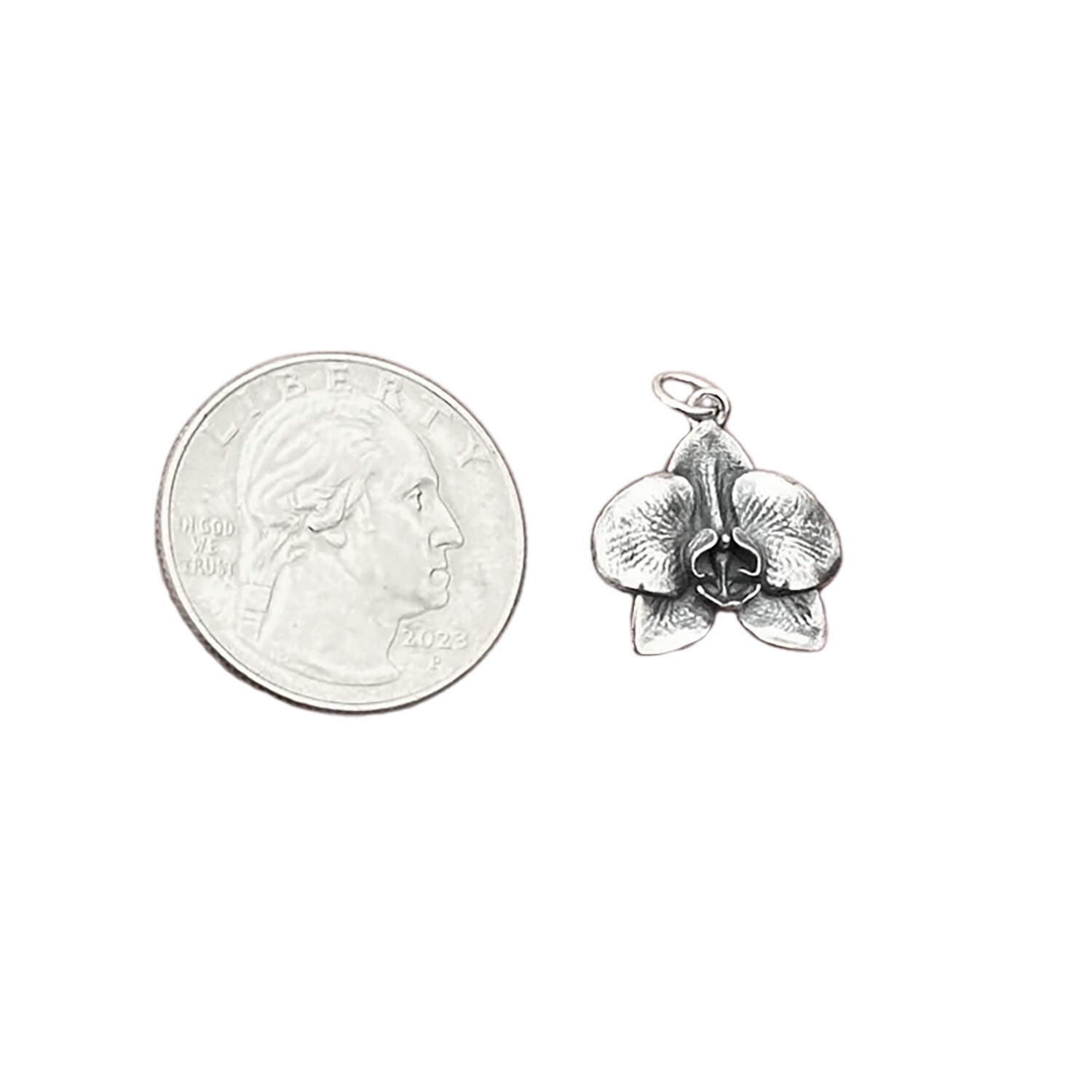 Orchid Flower Bloom Blossom 925 Solid Sterling Silver Charm Pendant