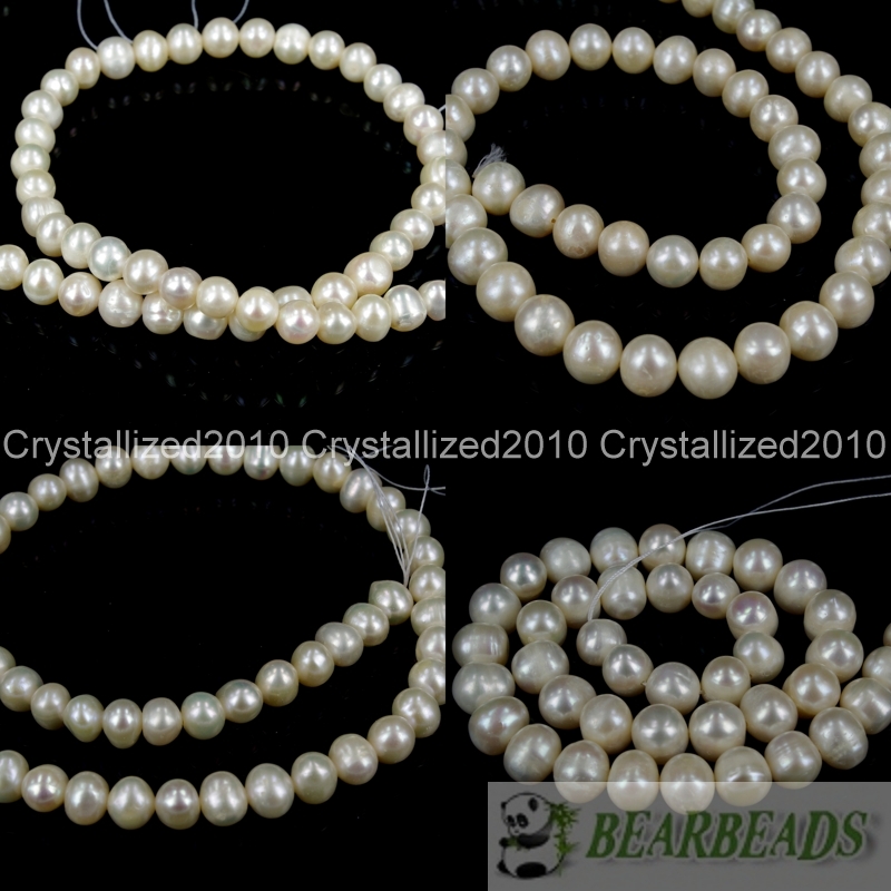 Natural White Freshwater Pearl Round Beads 5mm 6mm 7mm 8mm 9mm 10mm 11mm 16″