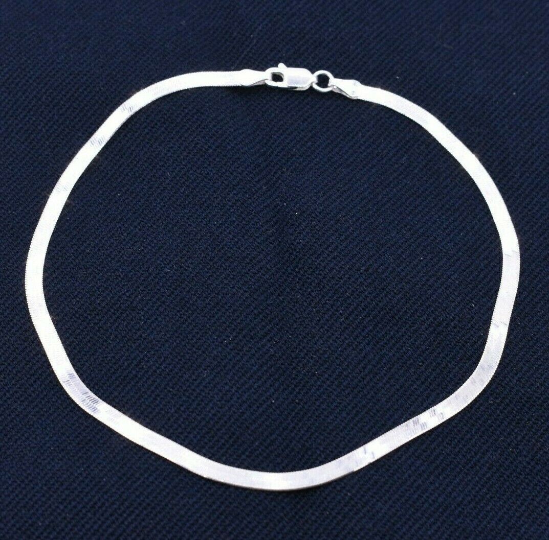 Anklet 3mm Flexible Herringbone Real Sterling Silver 925 ITALY