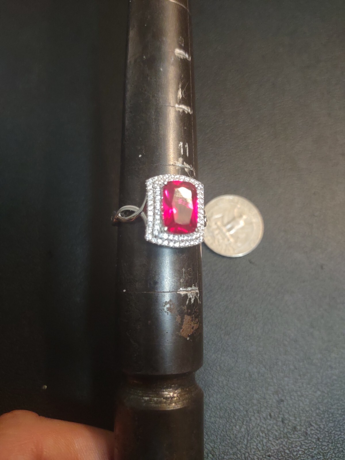 5.3 Gram Sz 12 Sterling Silver Lab Ruby Cubic Zirconia Sterling Silver 925