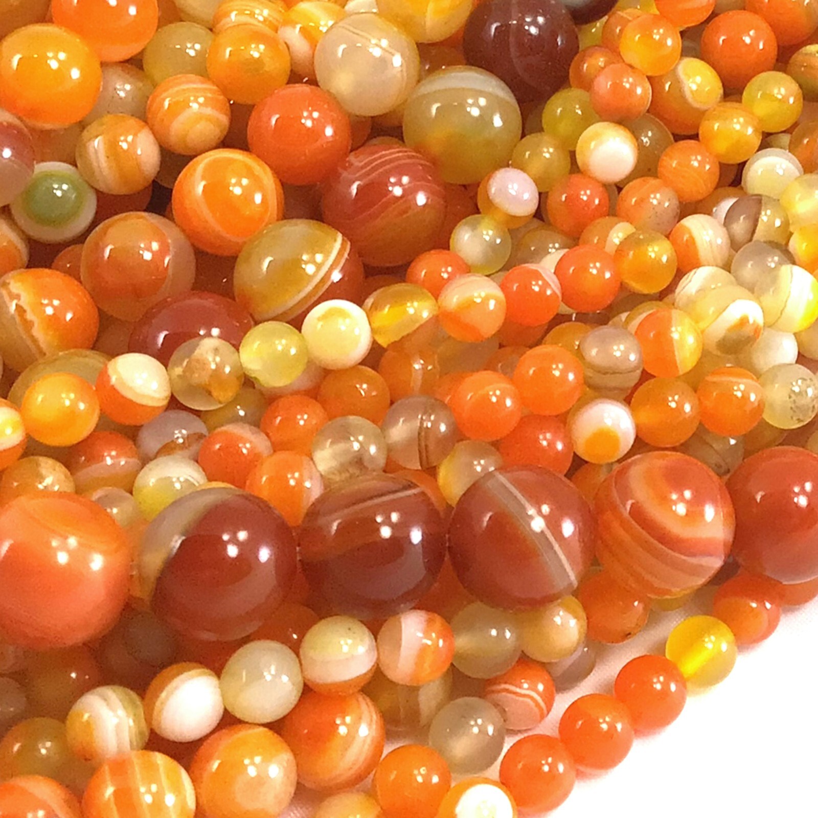Gemstone Natural Orange Yellow Agate Round Loose Beads 15″ 4mm 6mm 8mm 10mm 12mm