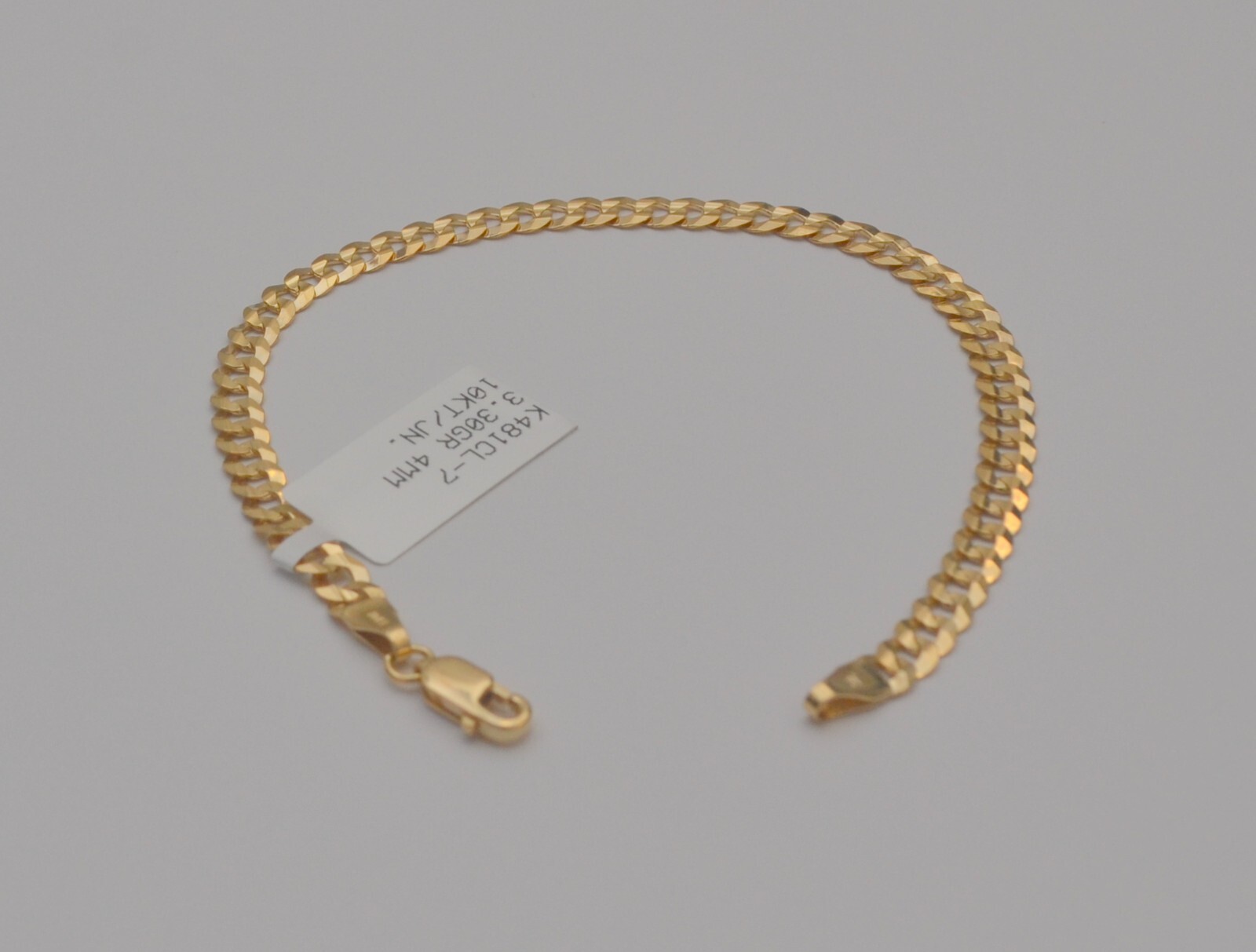 Gold chain 10k solid yellow cuban curb link bracelet 7.0 in 4.2 mm 3.45 grams Q1