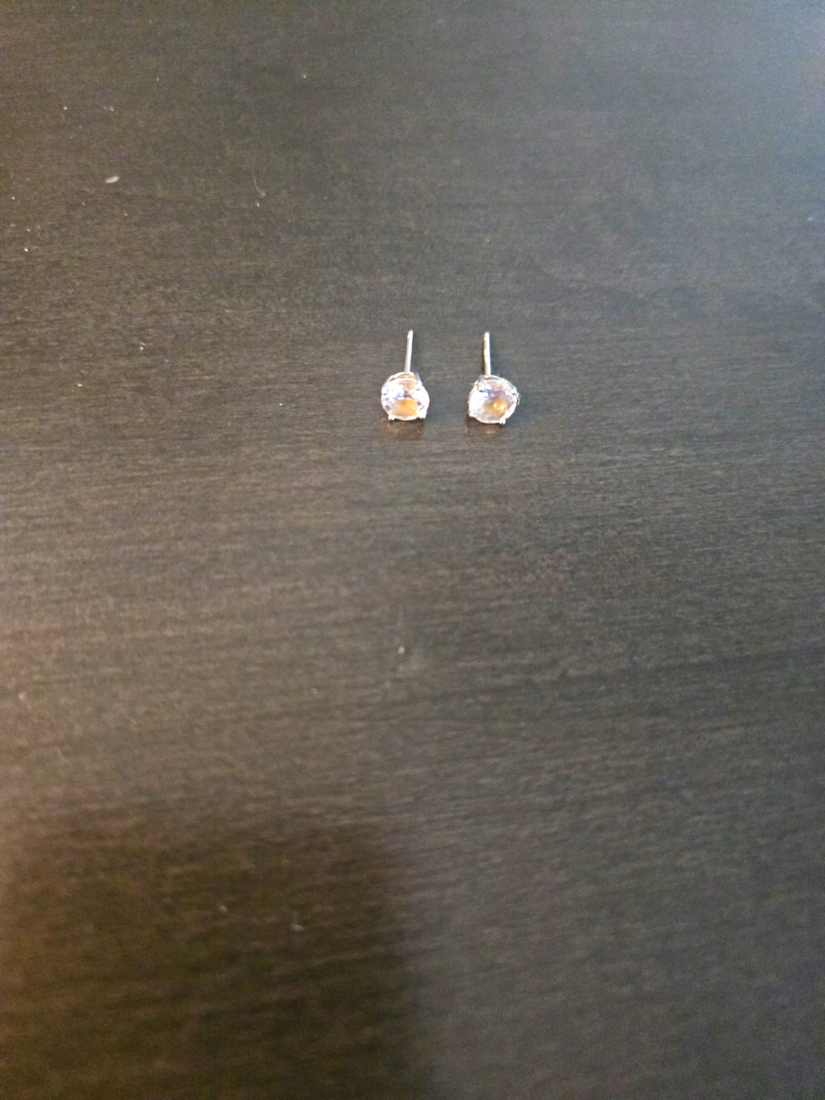 Silver tone round clear crystal stud earrings butterfly closure pair