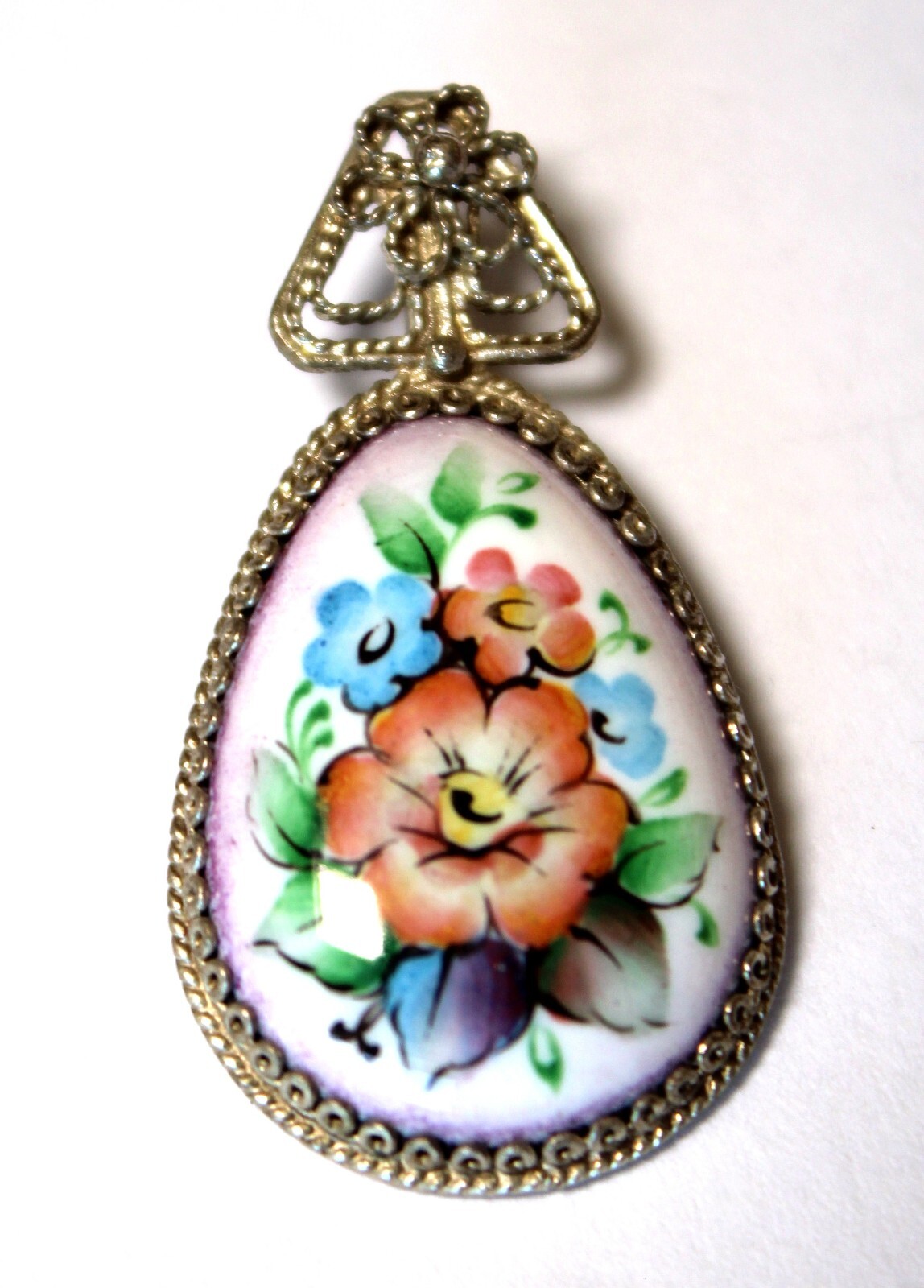 Vintage Unique Enamel Hand Painted Russia Finift Jewelry Pendant 5 Variation #78