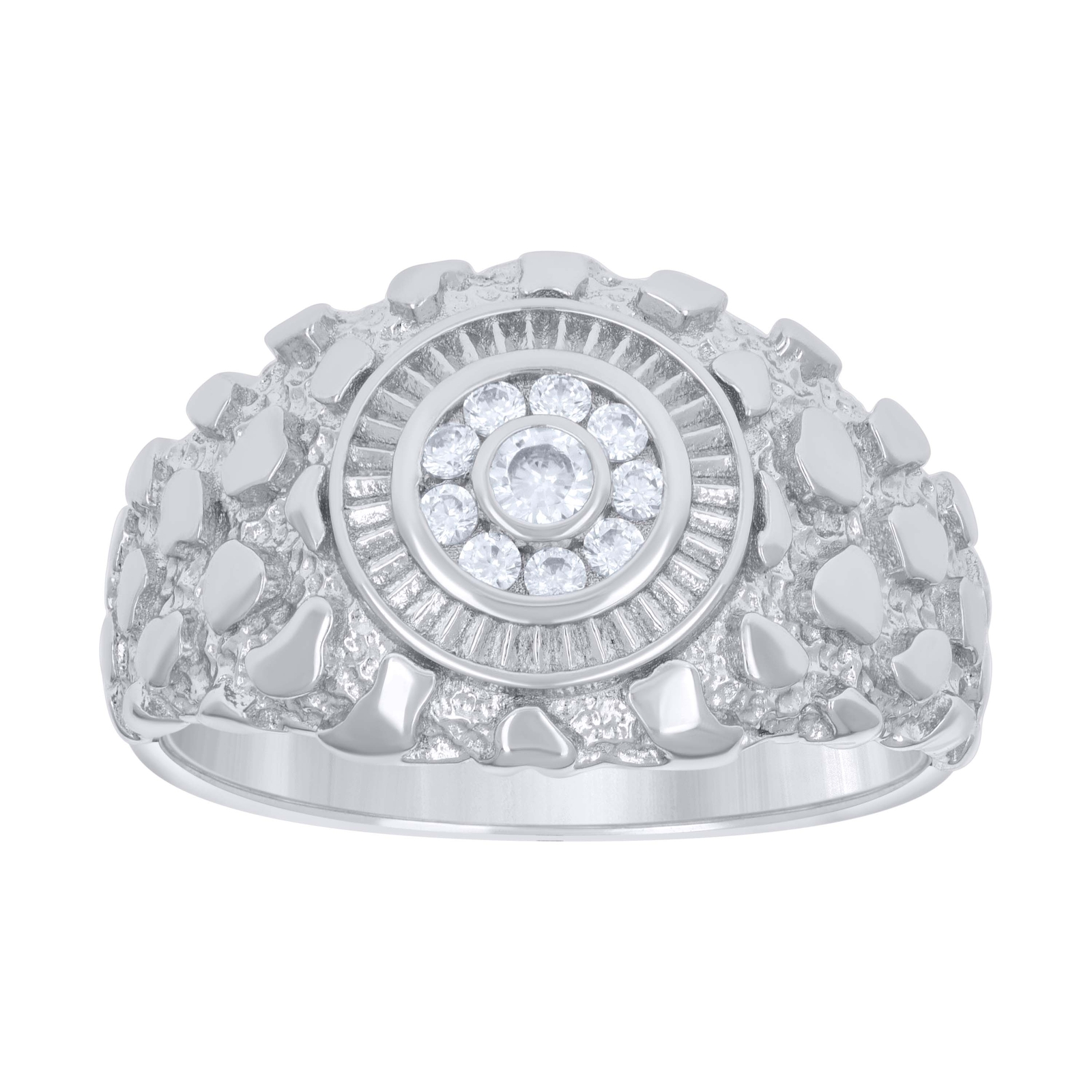925 Sterling Silver Moissanite Floral Nugget Pinky Ring 1/4 Ct. | Sizes 9 to 11
