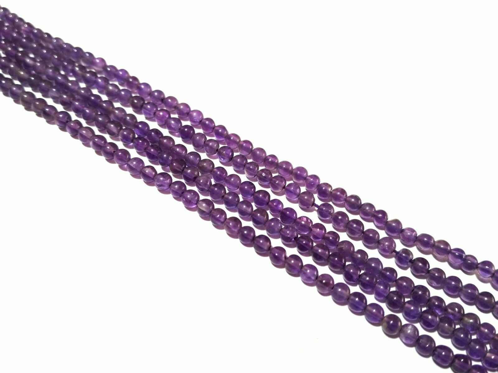 10 Strand Natural Amethyst Round Ball Smooth 4-4.5mm Loose Beads 12″inch
