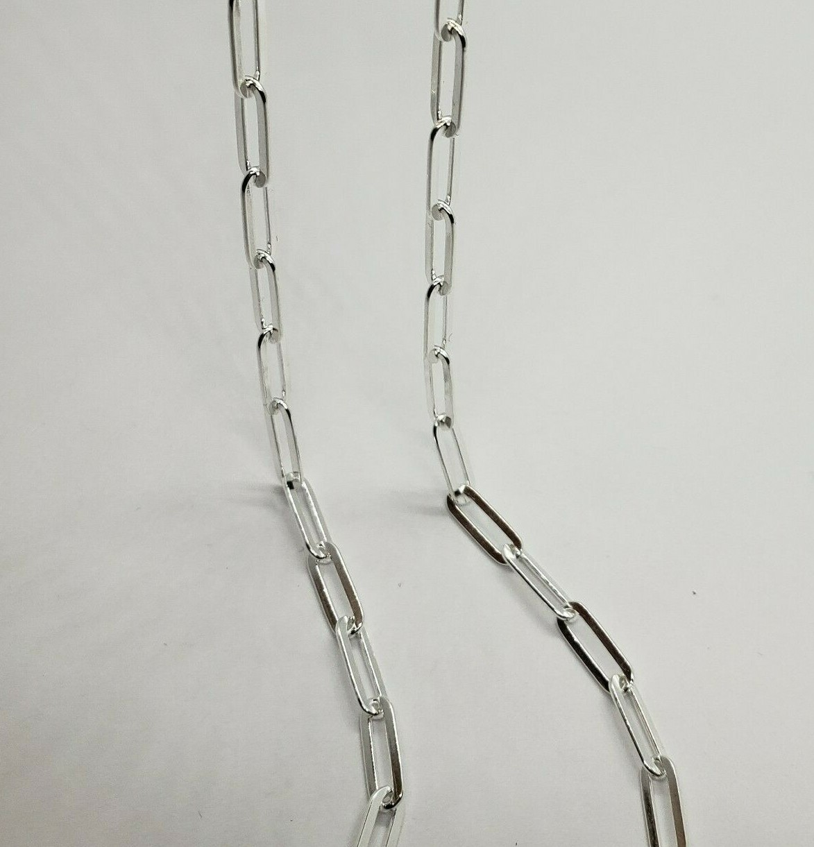 925 Sterling Silver Paperclip Chain Necklace Bracelet Italy 3mm Sizes 7-30 inch