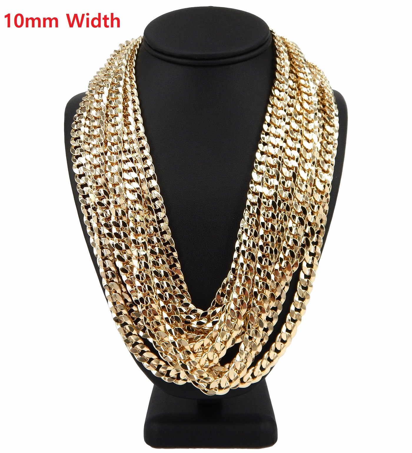 Men’s 10mm Concave Cuban link Chain Necklace 8″ 9″ 20″ 24″ 30″ Wholesale Lot