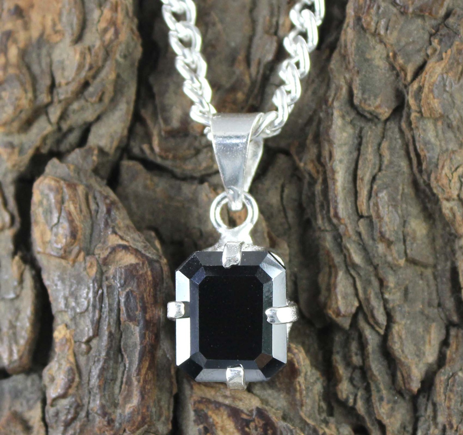 Emerald Cut Black Diamond Solitaire 6.80 Carat Certified Prosperity Pendant