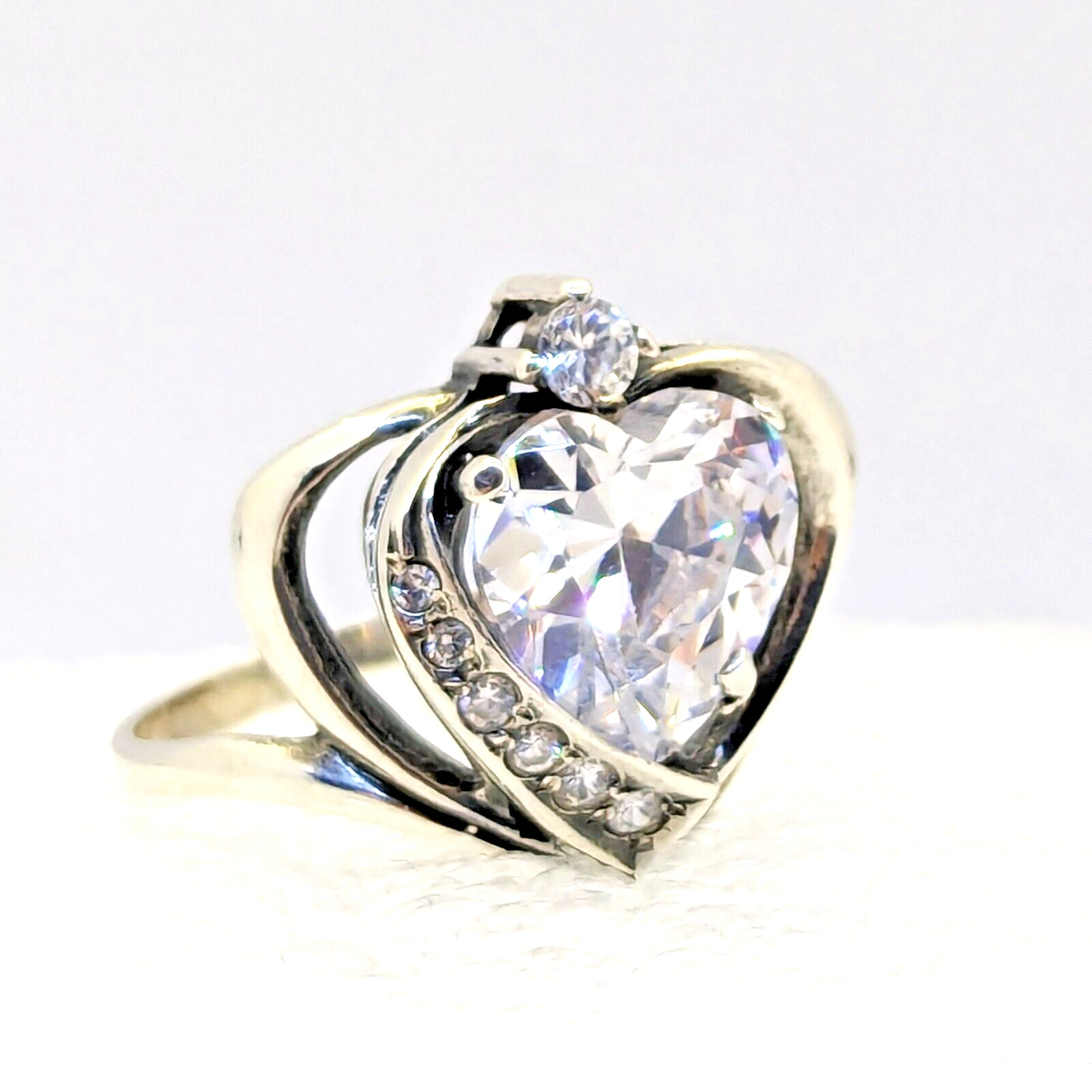 Vintage Luxury RING Silver 925 with Big Bright Stone -size: 8.5US (18mm)| UA #60