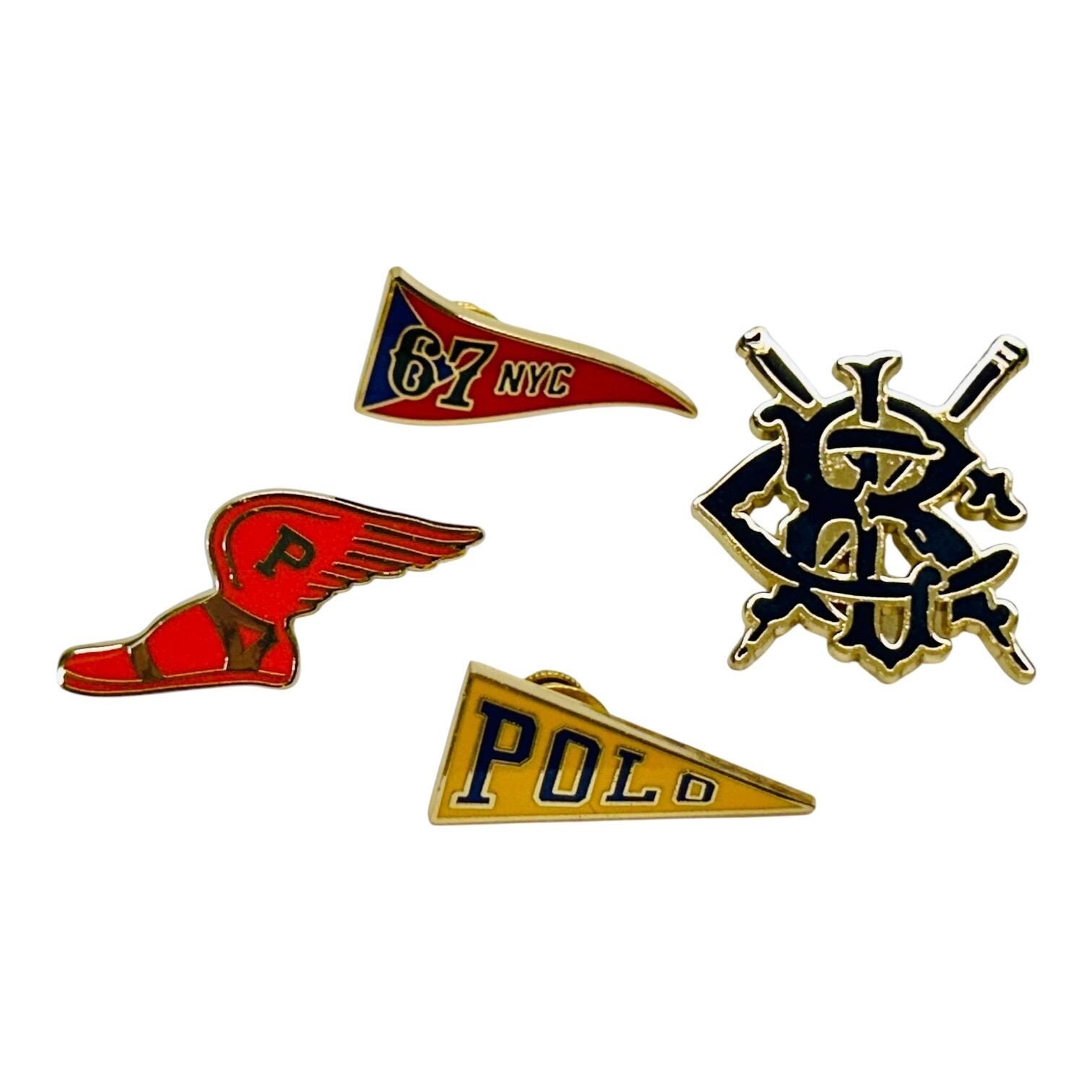 Polo Ralph Lauren Enamel Pins Set of 4 RL Badges