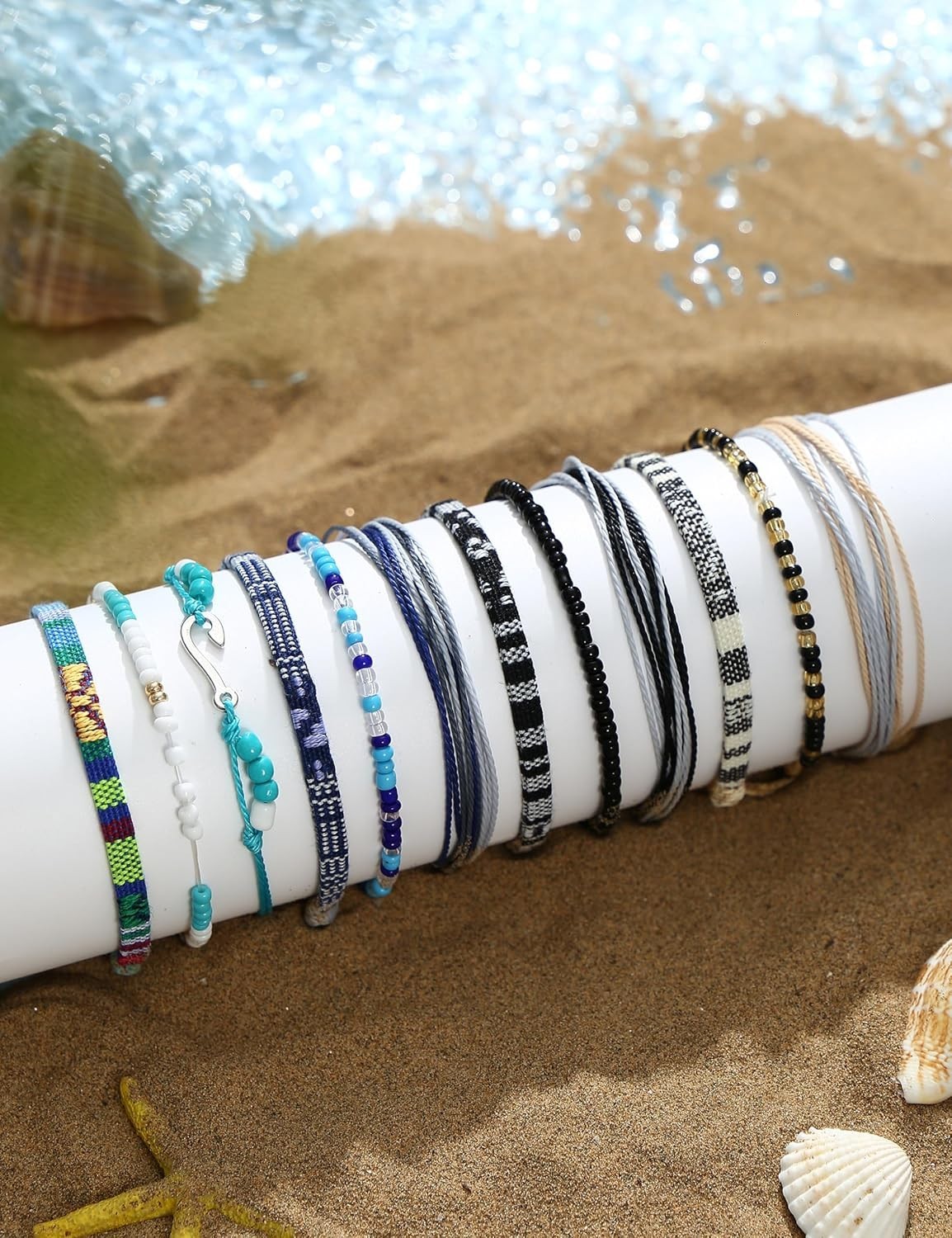 24 Pcs Waterproof Boho Ankle Bracelets for Women | Adjustable Strand Jewelry