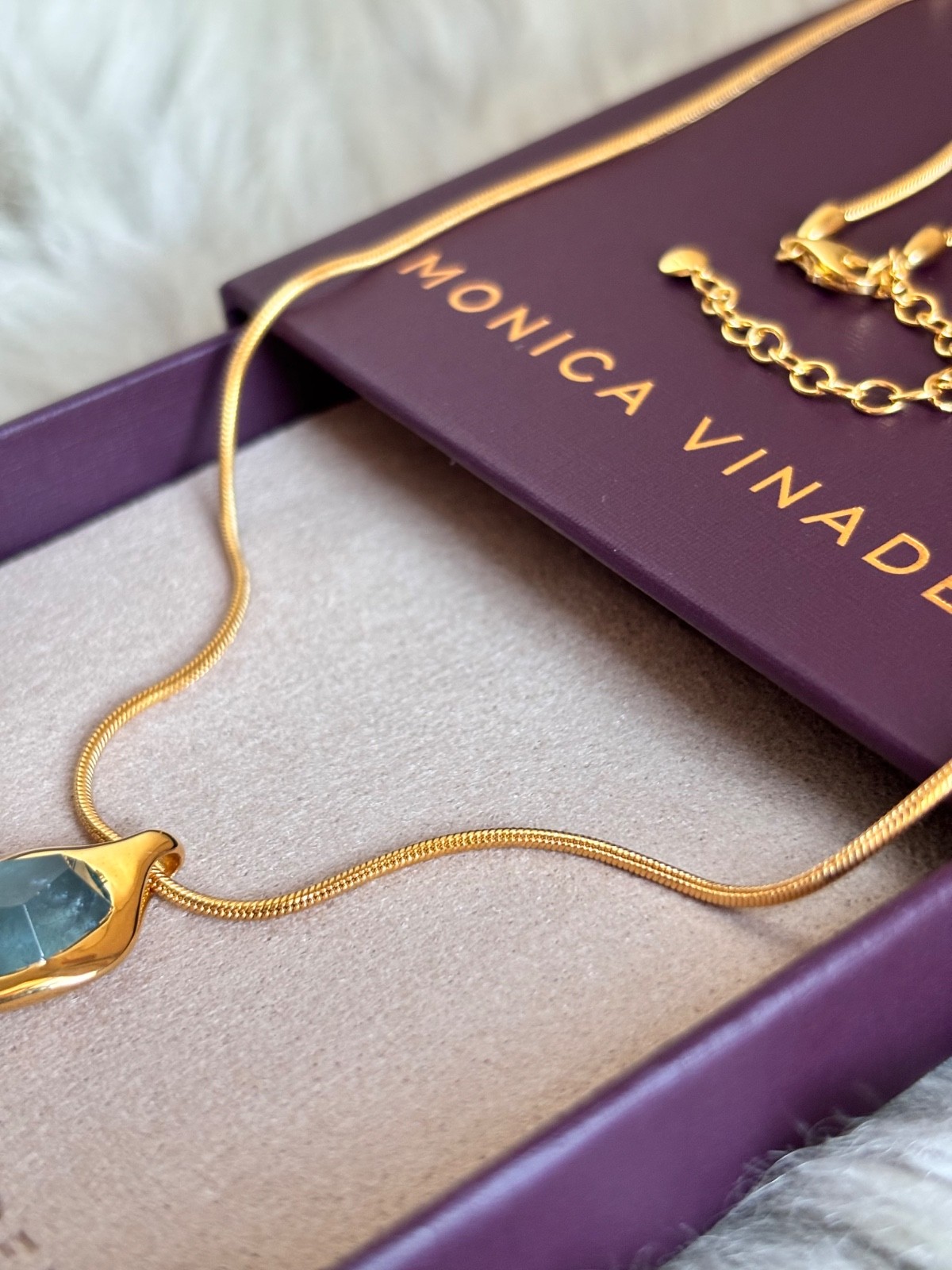 MONICA VINADER 💎 Odyssey Chain Necklace 18k Gold & Aquamarine £199