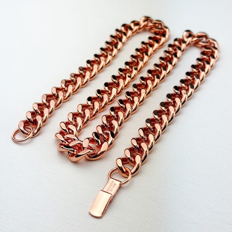 Pure Solid Copper 3 Line Design Women And Men Chain Necklace Copper CPN12