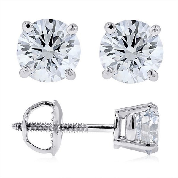 7.00 Ct Stud Earrings Round Brilliant White Yellow Solid 14k Gold Screw or Push