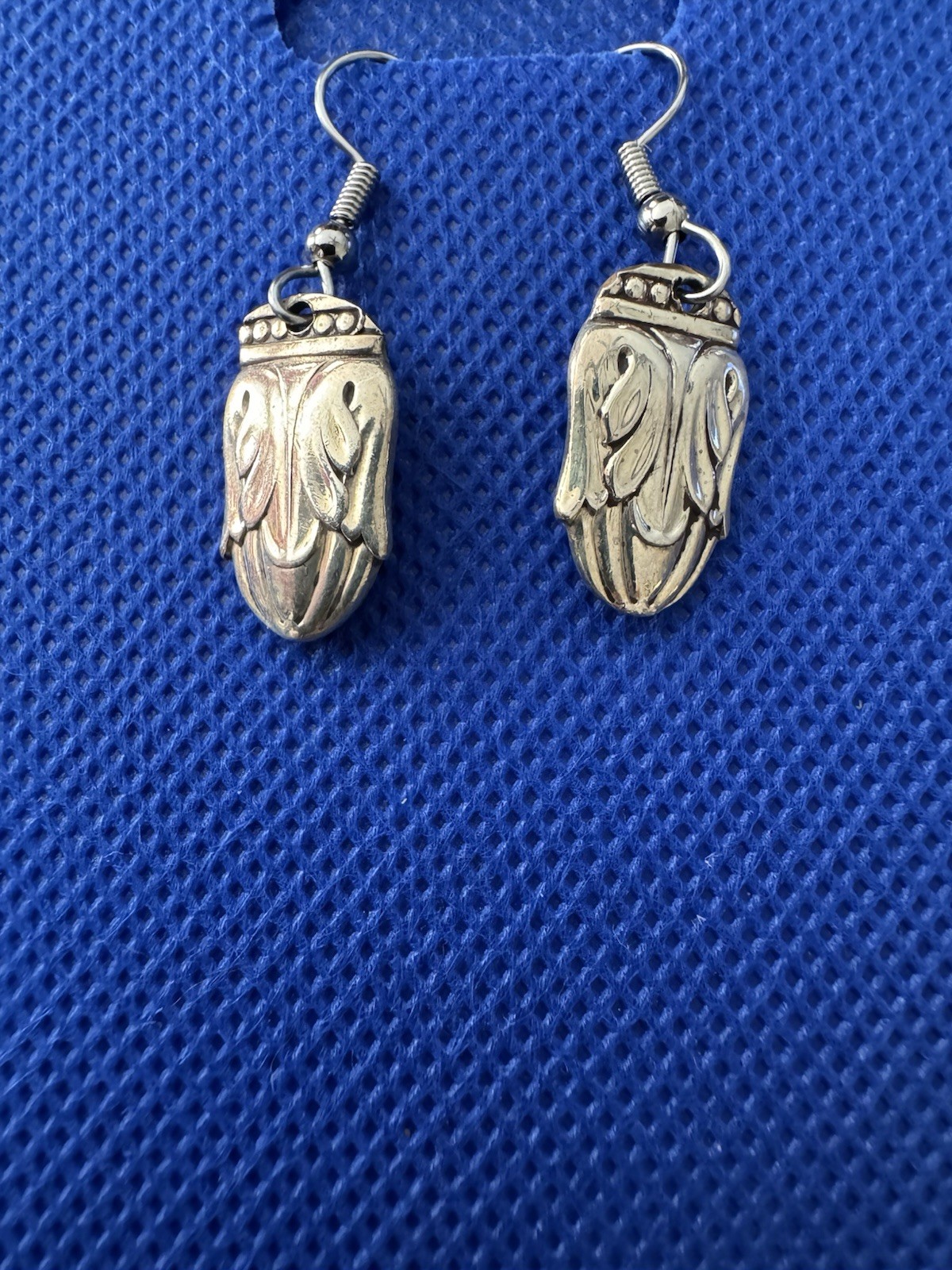 Sterling Silver Danish Princess Design Dangle/Drop Hook Earrings