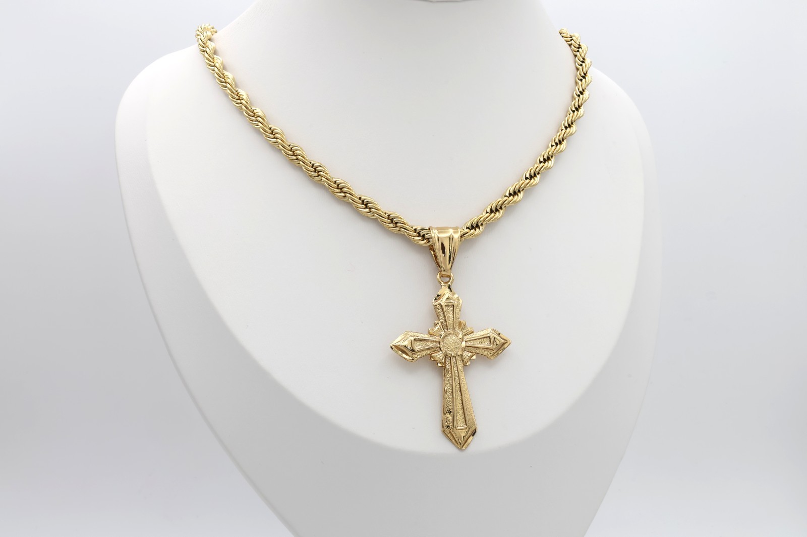 Gold Cross Necklace for Men, Large Cross Necklace, 14k Heavy Plated Gold
