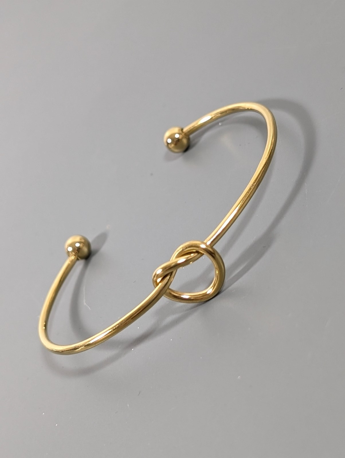 Gold Tone Knot Cuff Bracelet Stacking Retro Minimalist 6.5 in
