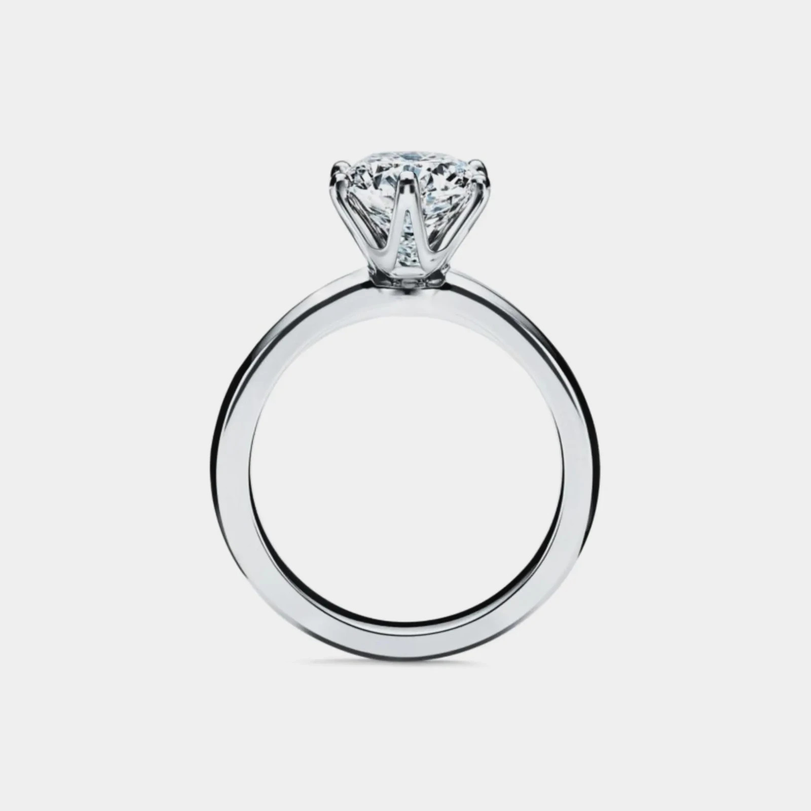 Six-Prong Solitaire Moissanite Engagement Ring in 925 Sterling Silver