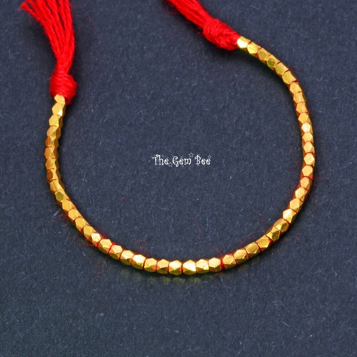 1.35mm 18k Solid Yellow Gold Petite Faceted Nuggets Findings Beads 2.8″ Str (50)