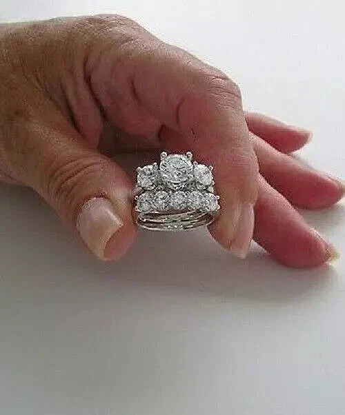 3CT Round Cut Lab-Created Diamond 14K White Gold Finish Engagement Bridal Ring