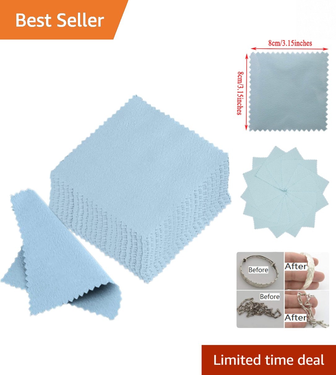 Eco-Friendly Jewelry Cleaning Cloths – 50 Non-Toxic Suede Wipes for All Jewelry