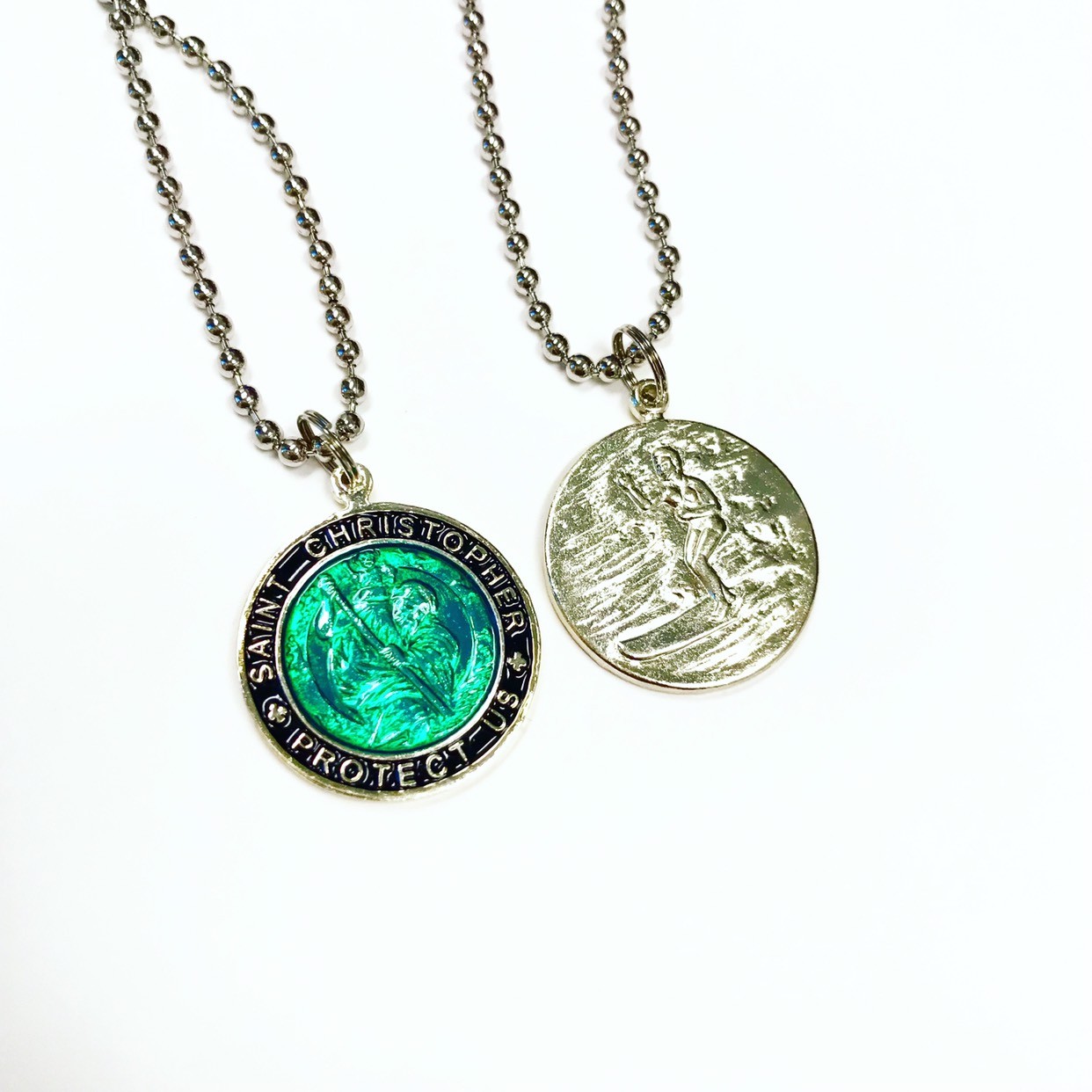 Beach Saint Large St. Christopher Necklace Medal Quarter Size -New Surf Necklace